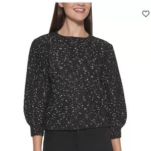 Calvin Klein Jeans Metallic Puff Sleeve Sweater - Size XS